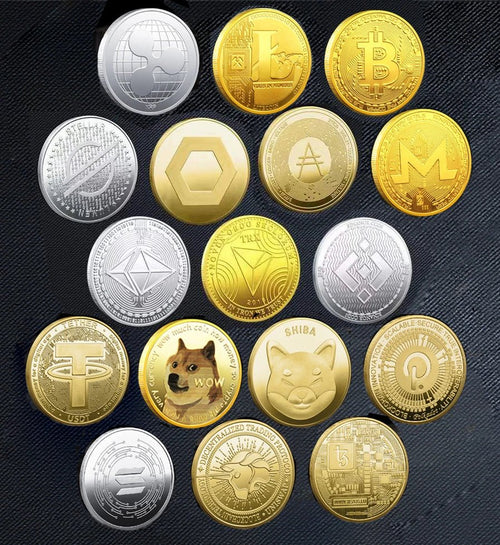 Bitcoin BTC ETH ADA XLM SHIB DOGE XRP SOL DOT LINK LTC UNI Coin Physical Metal Crypto Currency Coin Collection with Plastic Case - MANDOTOS INTERNATIONAL