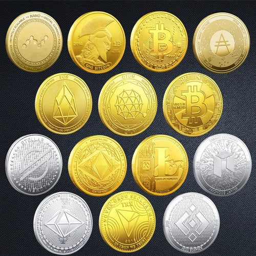 Bitcoin BTC ETH ADA XLM SHIB DOGE XRP SOL DOT LINK LTC UNI Coin Physical Metal Crypto Currency Coin Collection with Plastic Case - MANDOTOS INTERNATIONAL