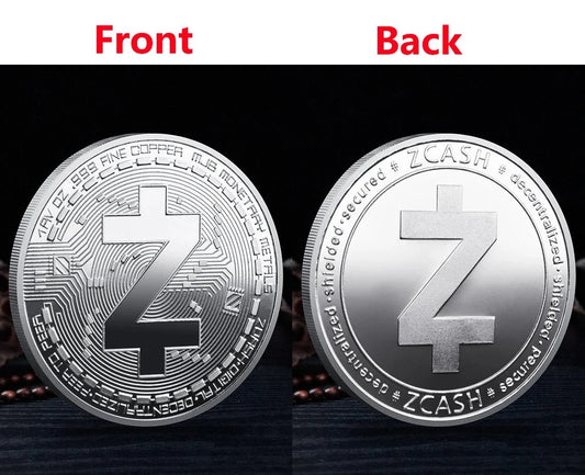 Mandotos International collection of physical metal crypto coins including Bitcoin, Ethereum, Dogecoin, and more in a plastic case.