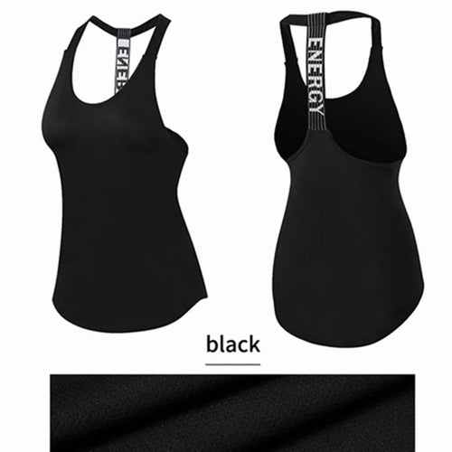 Black sleeveless yoga top for women by Mandotos International, backless fitness shirt, featuring a comfortable fit for active wear.