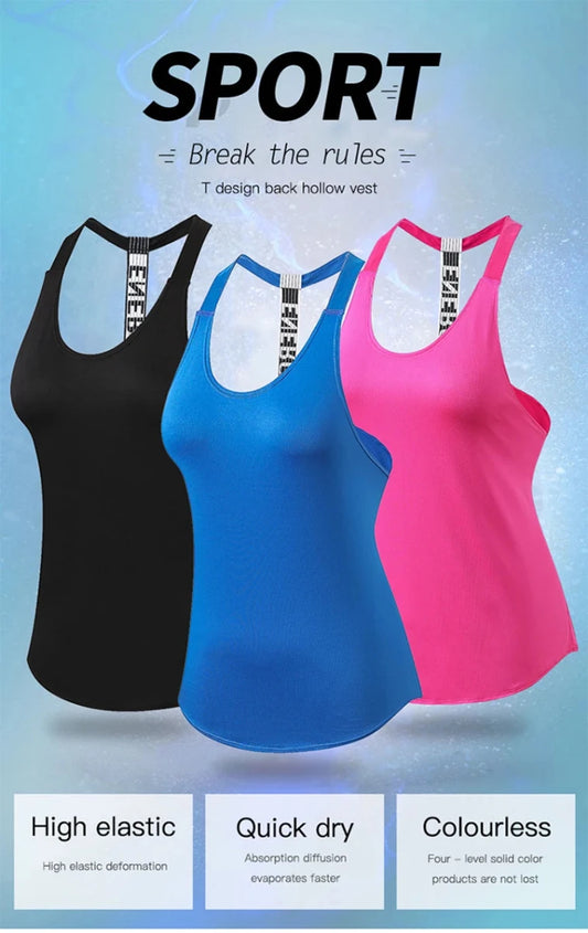 Black sleeveless yoga top for women by MANDOTOS INTERNATIONAL, backless fitness shirt with breathable fabric and comfortable fit.