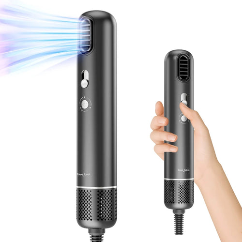 Mandotos International BLDC motor ionic hair dryer, portable and low noise, suitable for travel and home use, FCC certified.