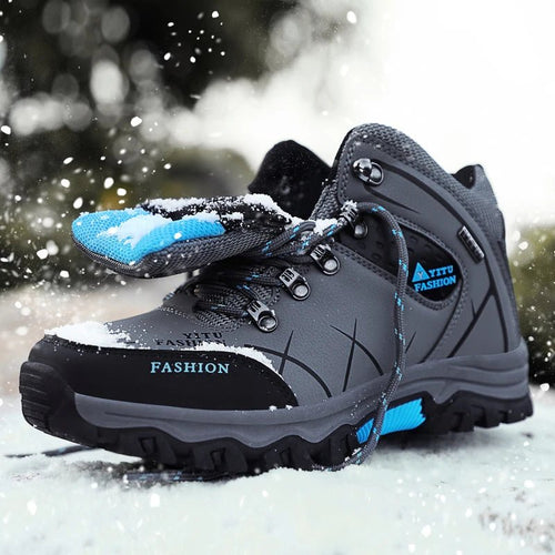 Brand Men Winter Snow Boots Waterproof Leather Sneakers Super Warm Men's Boots Outdoor Male Hiking Boots Work Shoes Size 39-47 - MANDOTOS INTERNATIONAL
