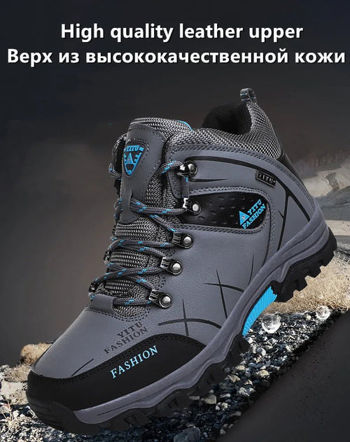 Brand Men Winter Snow Boots Waterproof Leather Sneakers Super Warm Men's Boots Outdoor Male Hiking Boots Work Shoes Size 39-47 - MANDOTOS INTERNATIONAL