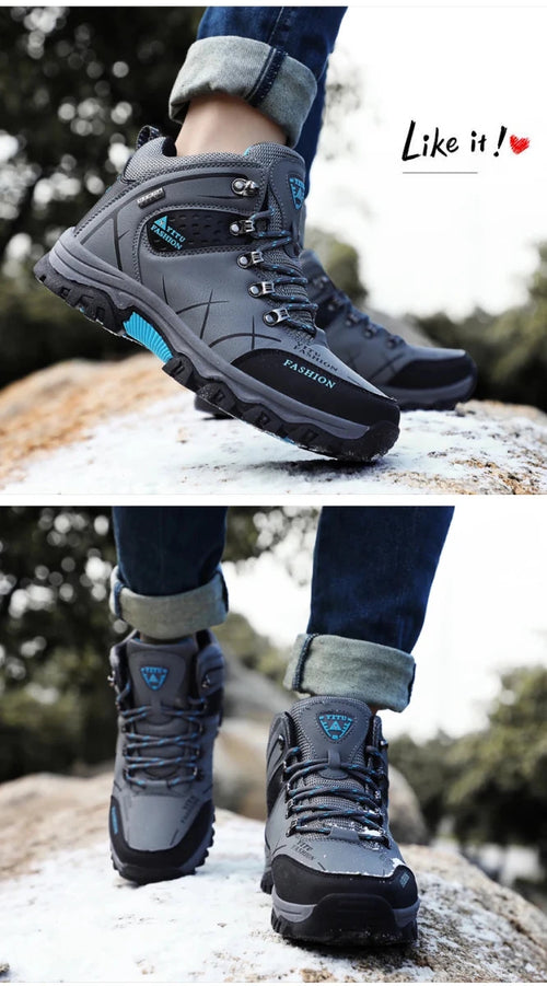 Brand Men Winter Snow Boots Waterproof Leather Sneakers Super Warm Men's Boots Outdoor Male Hiking Boots Work Shoes Size 39-47 - MANDOTOS INTERNATIONAL