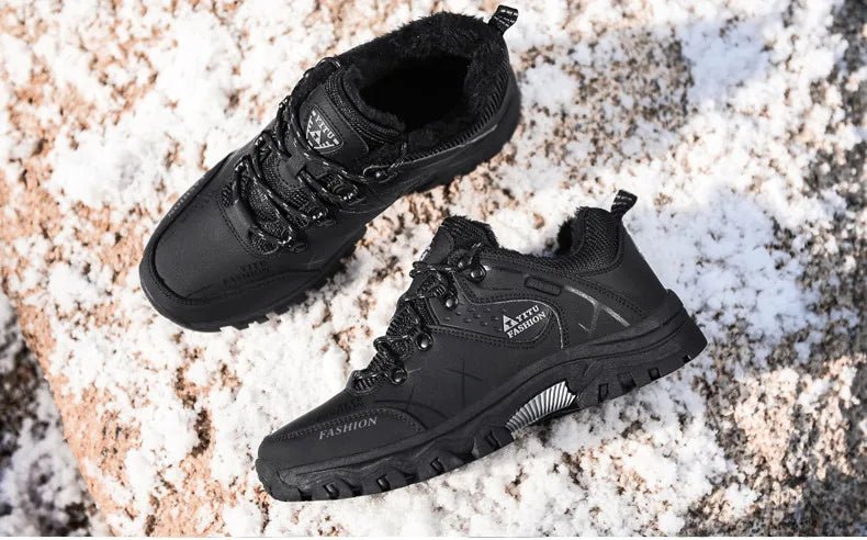 Brand Men Winter Snow Boots Waterproof Leather Sneakers Super Warm Men's Boots Outdoor Male Hiking Boots Work Shoes Size 39-47 - MANDOTOS INTERNATIONAL
