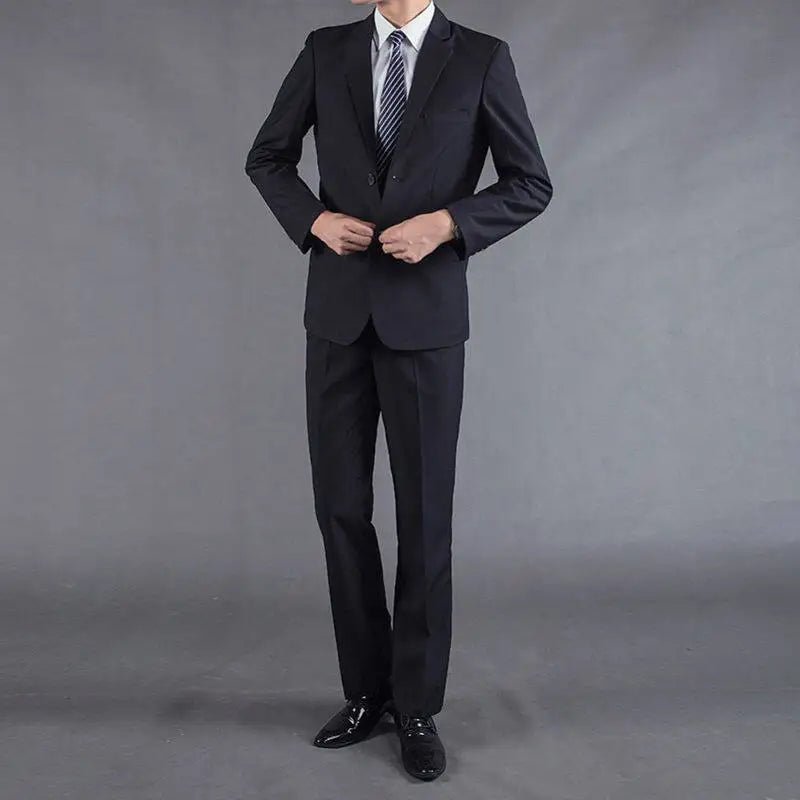 Casual Two-Piece Suit for Men Business Professional Youthful Style Cotton Spring Summer Autumn Wear Double-Cuffed Office Appr... - MANDOTOS INTERNATIONAL