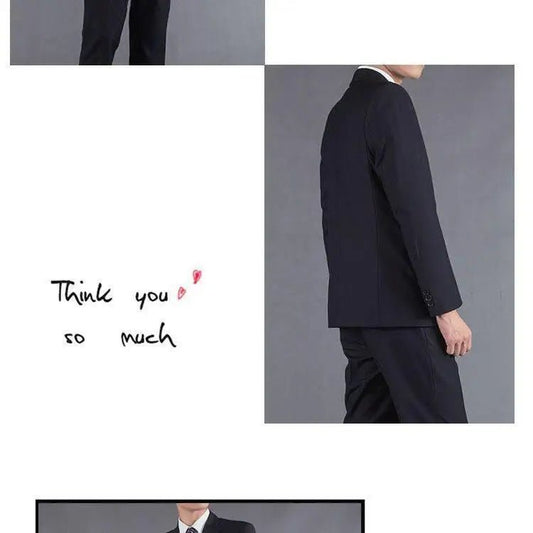 Mandotos International men's casual two-piece cotton suit with double cuffs, suitable for business and youthful spring, summer, autumn wear.