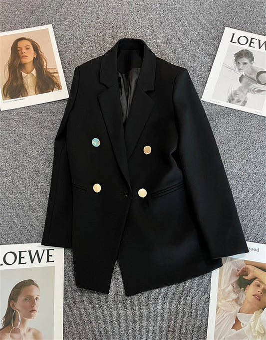 Mandotos International women's blazer coat with a chic stand collar, elegant office outerwear, tailored for a sophisticated look.