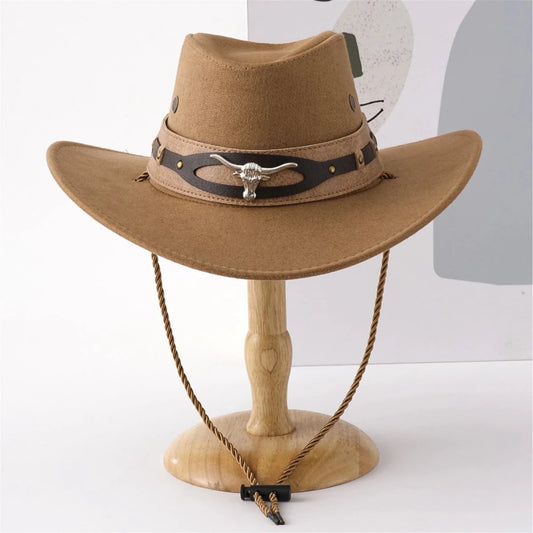 Chic unisex cowboy hat with wide brim for sun protection, stylish felt cowgirl hat by MANDOTOS INTERNATIONAL.