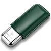 Mandotos International Cigarloong portable stainless steel cigar case with leather exterior and anti-pressure design for travel.