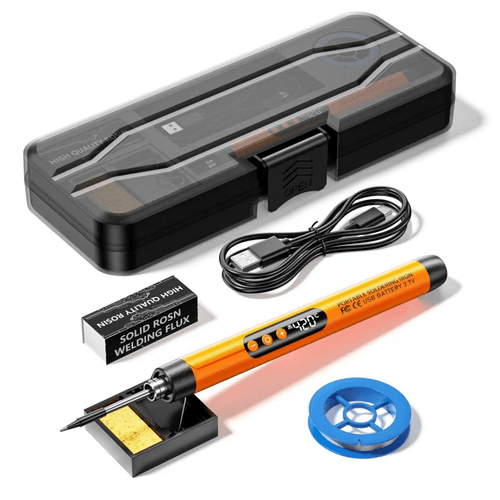 Mandotos International compact digital soldering iron with digital temperature control and ergonomic handle.