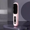 Mandotos International cordless mini hair straightener, USB rechargeable hot comb and styling brush for travel use.