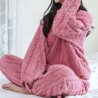 Cozy Coral Velvet Sleepwear Set - MANDOTOS INTERNATIONAL