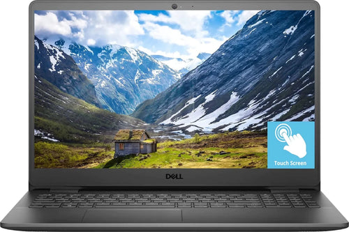 Dell Inspiron 15.6-inch FHD Touch laptop with Intel i5, 12GB RAM, and 256GB SSD, featuring a sleek design and vibrant display.