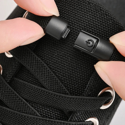 Elastic no-tie shoelaces with press lock by Mandotos International, suitable for kids and adults' sneakers, easy to wear.