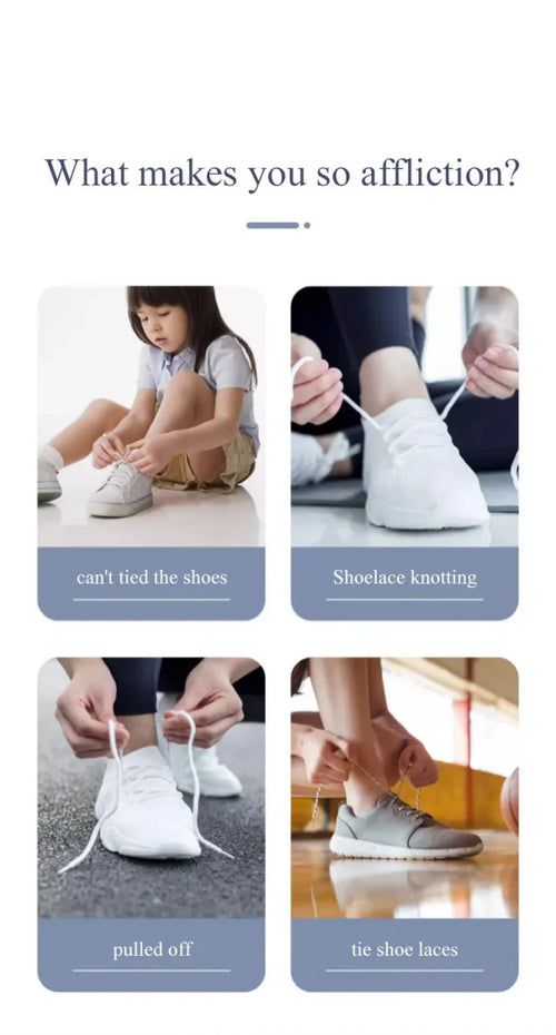 Elastic no-tie sneaker laces with press lock by MANDOTOS INTERNATIONAL, suitable for kids and adults, shown on sneakers.
