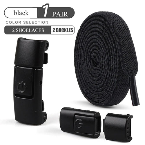 Elastic no-tie shoelaces with press lock from MANDOTOS INTERNATIONAL, suitable for kids and adults' sneakers.