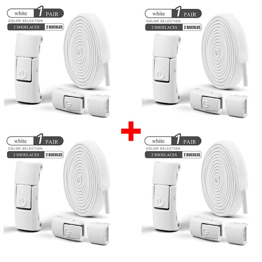 Elastic no-tie shoelaces with press lock for sneakers, suitable for kids and adults, by MANDOTOS INTERNATIONAL.