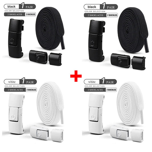 Elastic no-tie shoelaces with press lock for sneakers, suitable for kids and adults, by MANDOTOS INTERNATIONAL.