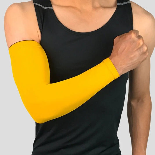 Mandotos International elastic sun protection arm sleeves with compression and quick dry fabric, ideal for outdoor activities.