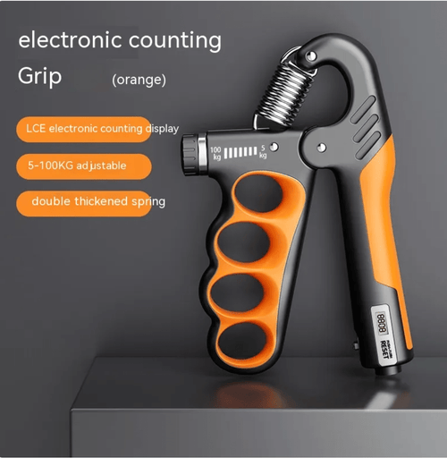 Mandotos International electronic grip enhancer with textured grip surface and control buttons for improved handling and stability.