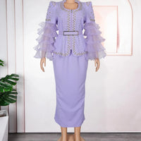 Elegant African V-neck Maxi Dress for Wedding Party - MANDOTOS INTERNATIONAL