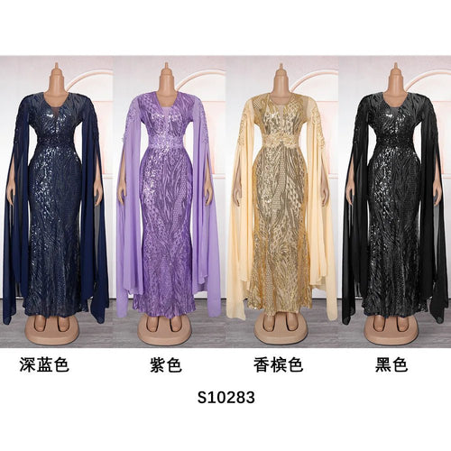 Elegant African V-neck Maxi Dress for Wedding Party - MANDOTOS INTERNATIONAL