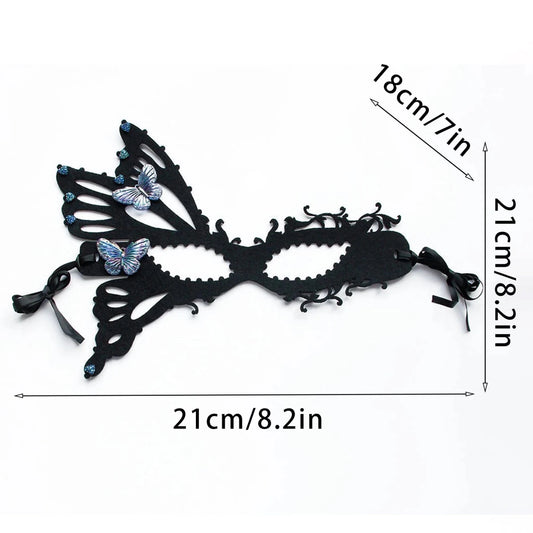 Elegant velvet mask from MANDOTOS INTERNATIONAL, perfect for Halloween and masquerade balls, featuring intricate design and headpiece style.