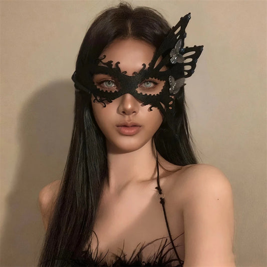 Velvet masquerade mask with intricate design, part of MANDOTOS INTERNATIONAL's Halloween costume headpiece for elegant masquerade balls.