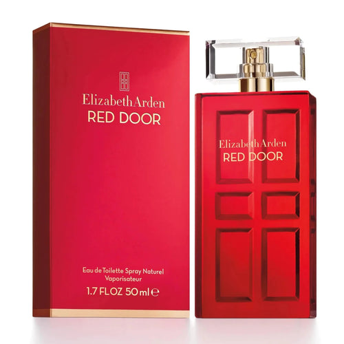 Elizabeth Arden Red Door Essence bottle, 1.7 fl oz, in elegant packaging, displayed on a neutral background.