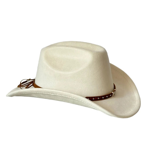 Embellished unisex cowboy hat by MANDOTOS INTERNATIONAL with decorative details, perfect for stylish outdoor adventures.