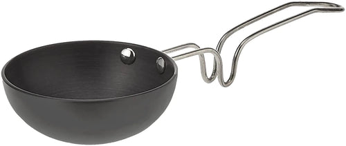 Eris Mini Black Anodized Fry/Tadka Pan by Mandotos International, 4.75-inch size, with black anodized finish, suitable for sautéing and frying.