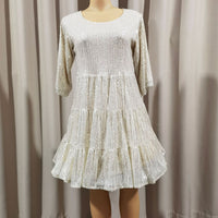 Mandotos International solid color sequined banquet dress with short sleeves and loose waist, suitable for European and US fashion trends.
