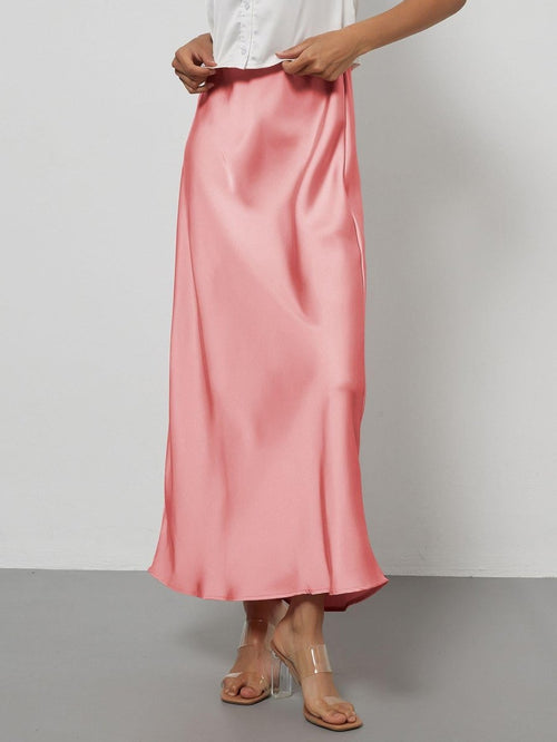 European American Style Satin Midi Skirt Wholesale In Stock - MANDOTOS INTERNATIONAL