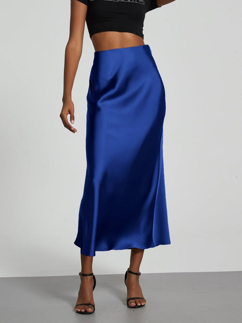 European American Style Satin Midi Skirt Wholesale In Stock - MANDOTOS INTERNATIONAL