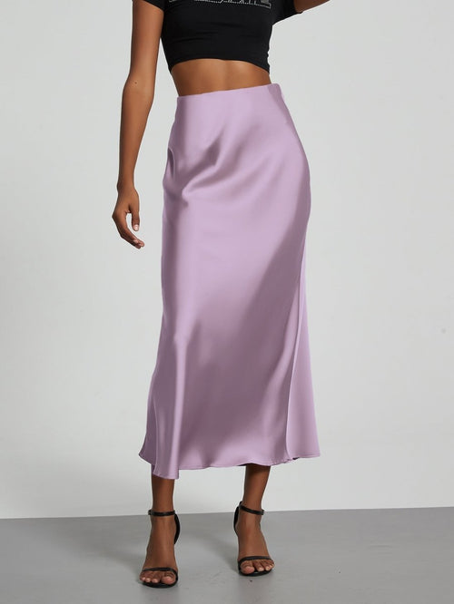 European American Style Satin Midi Skirt Wholesale In Stock - MANDOTOS INTERNATIONAL