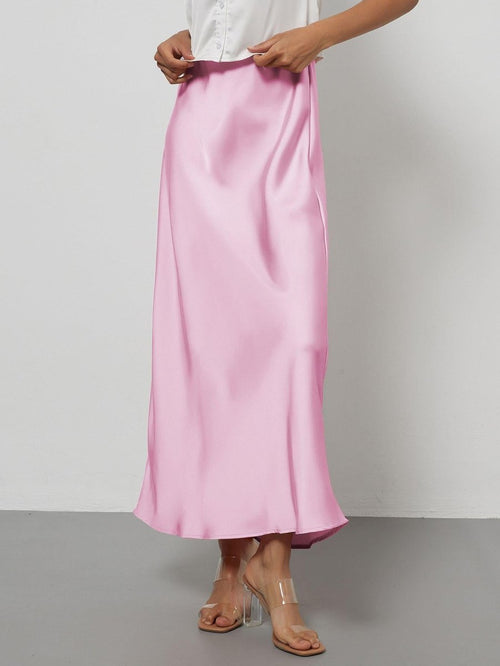 European American Style Satin Midi Skirt Wholesale In Stock - MANDOTOS INTERNATIONAL