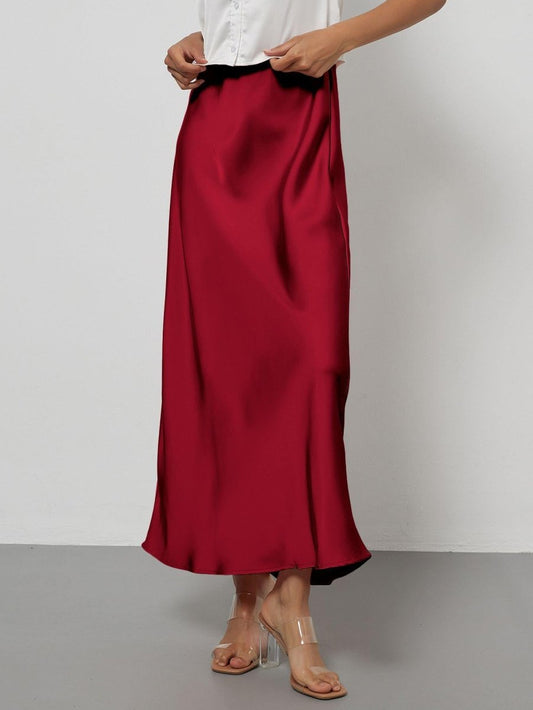 European American Style Satin Midi Skirt Wholesale In Stock - MANDOTOS INTERNATIONAL