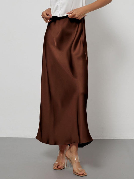 European American Style Satin Midi Skirt Wholesale In Stock - MANDOTOS INTERNATIONAL