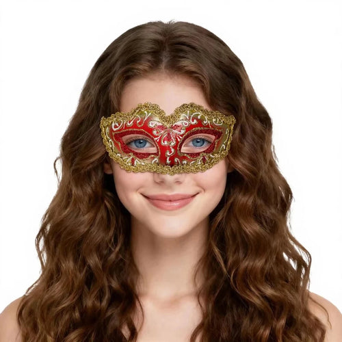 Handcrafted carnival party mask by MANDOTOS INTERNATIONAL featuring intricate designs and vibrant colors for social events.