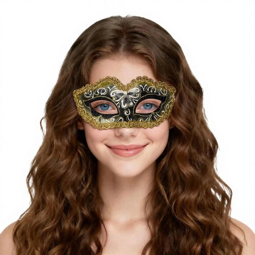 Exquisite handcrafted party mask by MANDOTOS INTERNATIONAL for carnival and social events, featuring vibrant colors and elegant design.