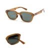 Foldable retro oval sunglasses with black TR90 frame, UV400 polarized lenses, unisex style, by MANDOTOS INTERNATIONAL.