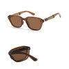 Foldable retro oval sunglasses with black TR90 frame, polarized UV400 lenses, unisex stylish design by MANDOTOS INTERNATIONAL.