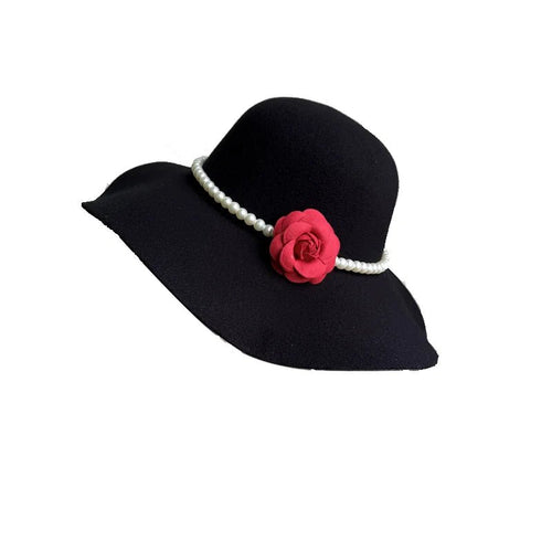 French style women's fedora hat with wide brim, felt material, suitable for winter and autumn, perfect for derby and jazz fashion.