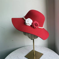 French Style Fedora Hat for Women - Wide Brim Felt Hat - Winter Autumn Derby Jazz Hats - MANDOTOS INTERNATIONAL