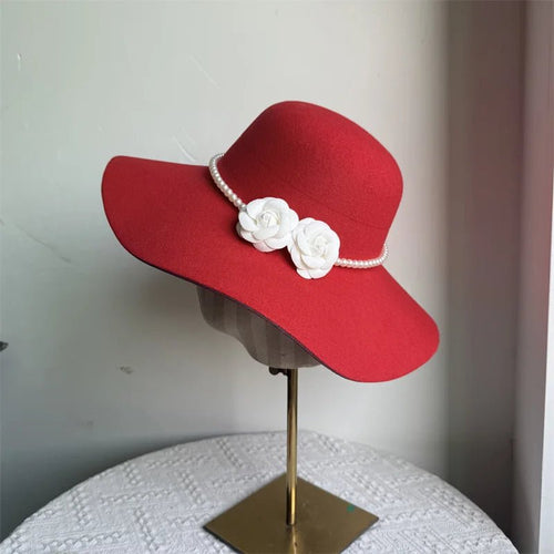 French style felt fedora hat for women with wide brim, ideal for winter and autumn, perfect for derby and jazz fashion.