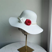 French Style Fedora Hat for Women - Wide Brim Felt Hat - Winter Autumn Derby Jazz Hats - MANDOTOS INTERNATIONAL