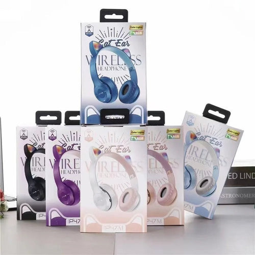 Glow Light Cat Ear Bluetooth Headphones for Kids and Adults - MANDOTOS INTERNATIONAL