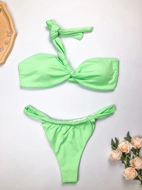 GZXL-ABL006 Eco Friendly Swimwear Women's One Shoulder Design Sexy Swimwear Ladies Split Bikini Sets Recycled Fabric Swimwear - MANDOTOS INTERNATIONAL